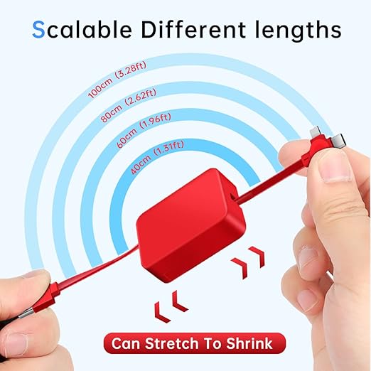 Gartmost 2 Pcs 3 in 1 Retractable Multi Fast Chargers Cable(1M) with USB C/Micro USB/L and Phone Stand, Compatible with iPhone 17/16/15/14/13/12/11/10/9/8/Android/Tablet