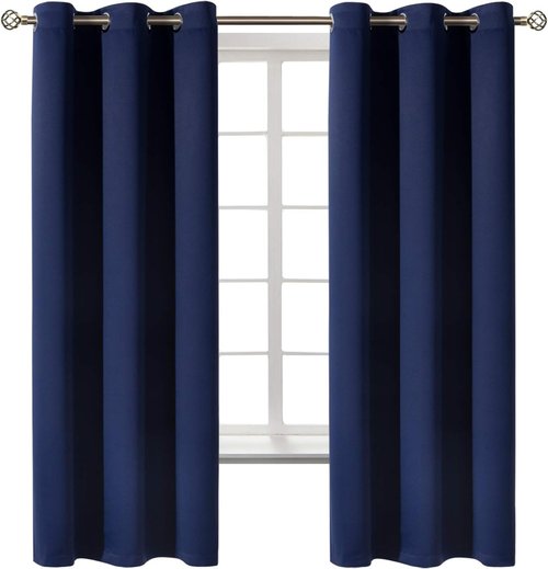 BGment Blackout Curtains - Navy Blue Room Darkening Thermal Insulated Drapes | 63 Inch, Set of 2 Panels