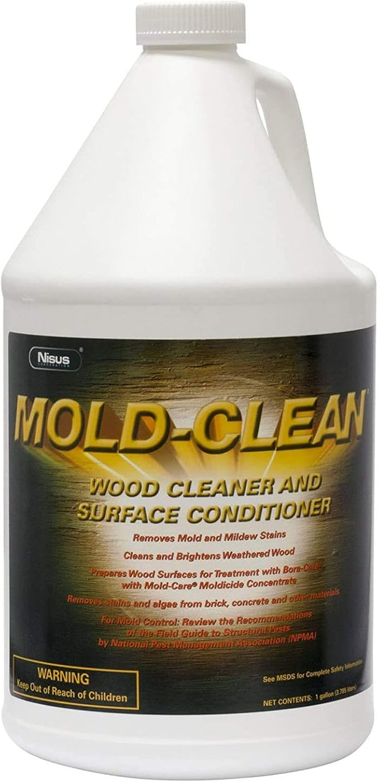 Nisus MOLD-CLEAN Wood Cleaner and Surface Conditioner, Ready-to-Use, Removes Stains on Wood, Concrete, Decks, Siding, Plastic Furniture, 1 Gallon