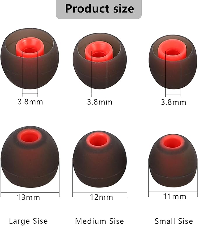 MMYQXI Silicone Replacement Earbud Tips Earbud Covers Ear Tips Fit for in-Ear Headphones (Inner Hole 3.8mm -5.1mm) Earbud Replacement Tips 9 Pairs