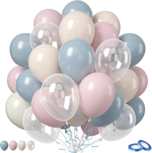 Regine Switzerland 50PCS Gender Reveal Balloon Set - Dusty Pink & Mist Blue 12-Inch Balloons for Baby Shower Decor