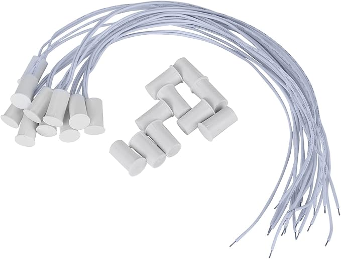10 Pack Magnetic Contacts Switch, NC Recessed Wired Window Door Contact Sensor for Home Security Alarm Systems, 10PCS, White