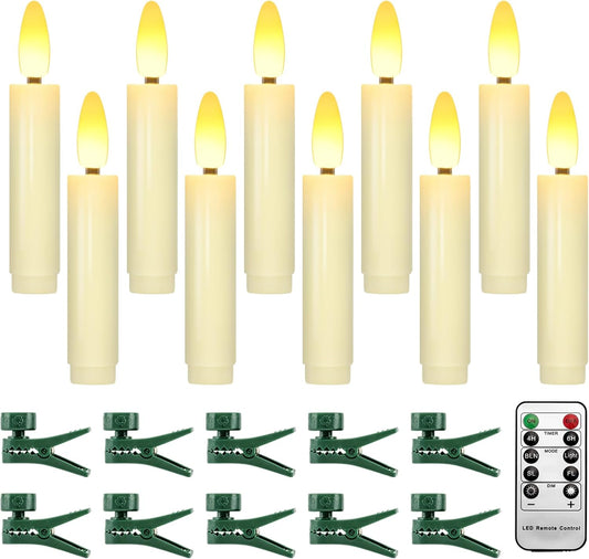 Skiennix 4-Inch Clip-On Candles - Battery Operated Flameless LED Lights with Remote Timer | 10 Pcs for Christmas & Halloween Decor