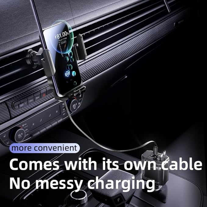 HOLIKLJY Magnetic Phone Holder Car Wireless Charger, 66W Fast Charging Phone Mount 360 Adjustable Rotatable Auto-Clamping Car Vent for Mount - Dashboard Phone Holder for iPhone/Android/Samsung (Black)