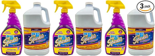 Sparkle Glass Cleaner Spray Bottle & 1 Gallon Refill, Ammonia-Free Original Formula, Streak-Free Shine, 33.8 fl oz + 128 fl oz (Pack of 3)
