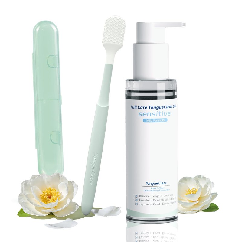 Tongue Cleaning Kit, Brush and Gel, Bad Breath Odor Eliminator, Halitosis Defense (Set of 1)
