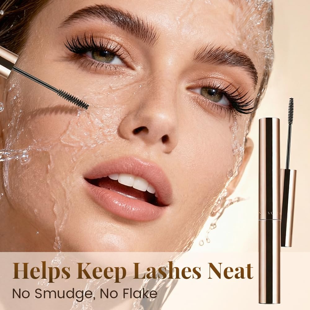Mascara,Ultra-Fine Lengthening Waterproof Quick-Dry Mascara,3D Curling Eyelash Long Lasting Smudge Proof No Clumping (Black)