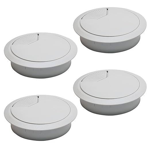Desk Grommet 2-3/8" (60 mm), Desk Cord Hole Cover, Cable Grommet ABS Plastic, Desk Hole Grommet for Office and Home Table Cable, Detachable Adjustable Cable Cord Organizer (Light Grey 4 Pcs)