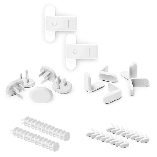 Ubbi Safety Bundle, Safeguarding and Baby Proofing Set, Includes 36 Outlet Covers, 16 Table Corner Protectors and 2 Pinch Guards, Child Safety Kit, White