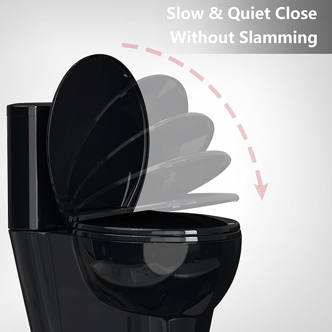 Quiet Slow-Close Commercial Toilet Seat 17" Round â Secure Lock, Quick-Release Hinges, Durable Mark-Resistant PP, Easy Install & Clean, Non-Slip, Ideal for Business Restrooms â Color: 17"