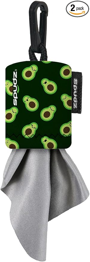 SPUDZ Ultra Microfiber Lens Cleaner with Closeable Bottom – Clip-On Pouch, Washable – for Binoculars, Scopes, Glasses, Screens | Ultra Avocado, 6 x 6 Inch (2-Pack)