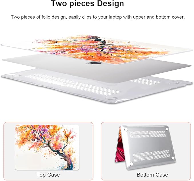 LCMOCICO Compatible with MacBook Air 13 inch Case M1 A2337 A2179 A1932 2021 2020 2019 2018 Release with Retina Display & Touch ID, Crystal Pattern Plastic Hard Shell Case Cover, Phoenix Tree Flowers