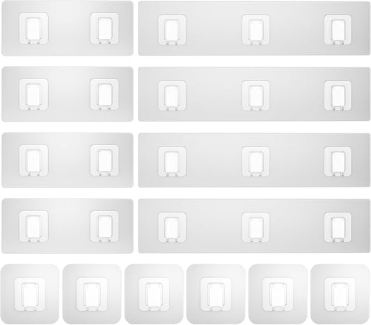 Skiennix Shower Caddy Hooks - 14 Pack Transparent Adhesive, No Drilling, Waterproof for Bathroom & Kitchen Storage
