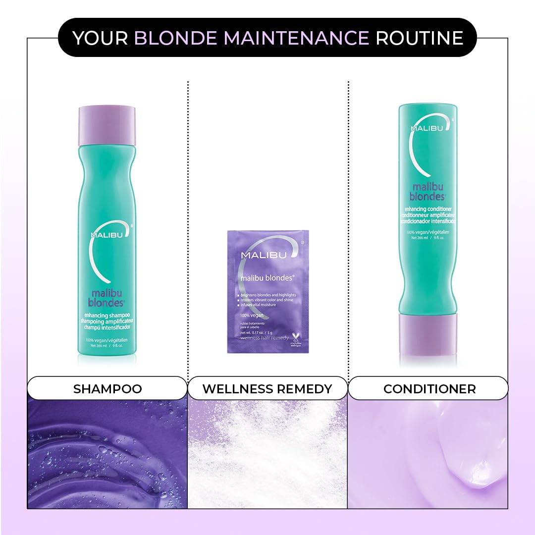 Malibu C Blondes Collection - Blonde Shampoo and Conditioner Set - Protects and Preserves Color Vibrancy + Infuses Moisture with Enhanced Vitamin Complex - Sulfate-Free Hair Care