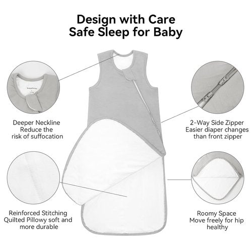BubblePanda Bamboo Sleep Sack - Soft 2-Way Zipper Toddler Blanket for Babies 6-12 Months 1.0 Tog