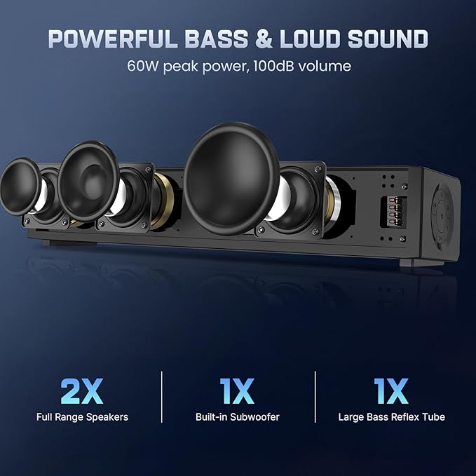 Wohome 2.1 Computer Speakers for Desktop PC, Bluetooth 5.3 Computer Sound Bar with HiFi Sound, 7 RGB Light Modes, DC Powered Laptop Speakers with 3.5mm AUX-in/USB Connected for Game, Music and Movie