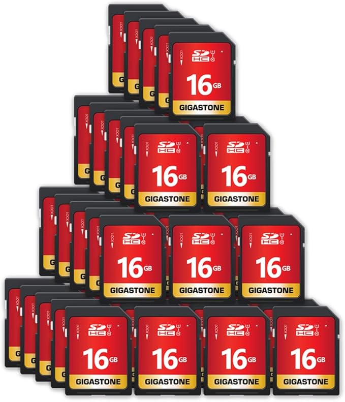 GIGASTONE 16GB SD Card 50-Pack UHS-I U1 Class 10 SDHC Memory Card High Speed Full HD Video Compatible with Digital Camera, SPYPOINT TACTACAM WOSPORTS Trail Camera, with 50 Mini Cases