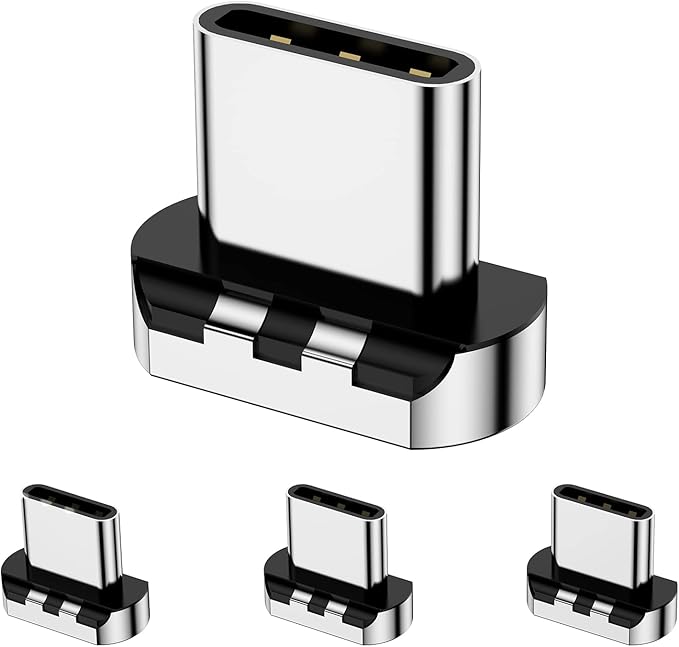 CNakdDG Magnetic Connector Tips Head for USB-C Android Devices (4 Pack), only Compatible 5A Magnetic Charging Cable or Magnetic Adapter