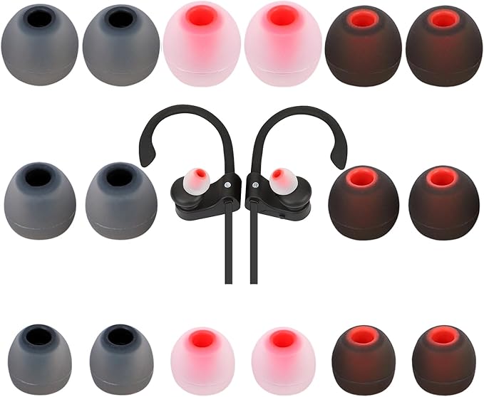 TSZYYM Earbud Tips Ear Bud Tips Soft Anti Slip Washable and Reusable Silicone Replacement Earbud Tips Fit Most in-Ear Earbuds(Inner Hole 3.8mm -5.1mm) 18pcs S M L