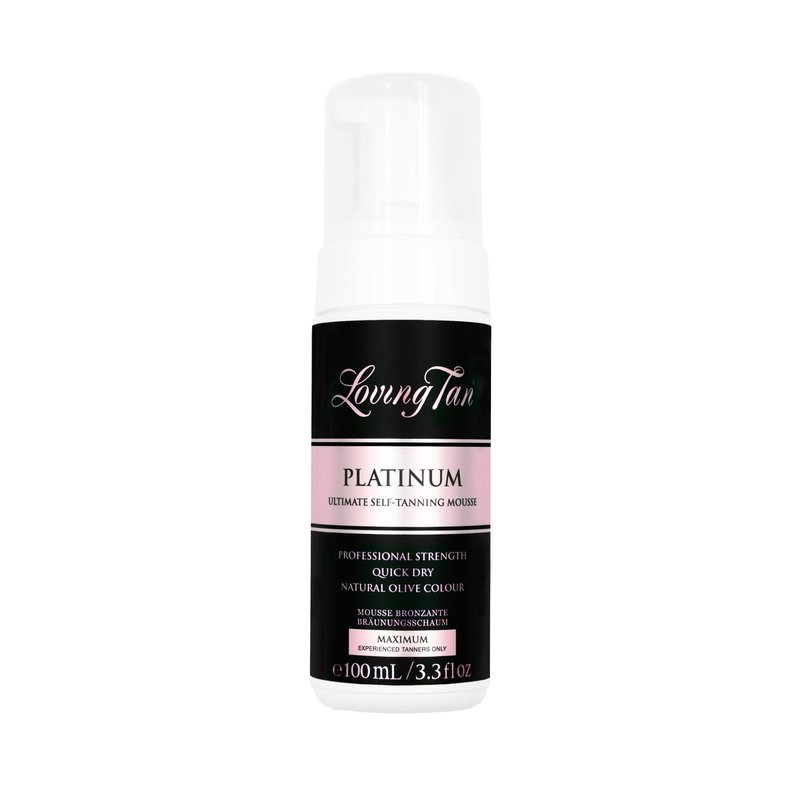 Loving Tan Platinum Self Tanning Mousse, Dark -Streak Free, Natural Looking, Professional Quality Self Tanner -5+ Self Tan Applications per Bottle, Naturally Derived DHA- 3.3 Fl Oz -Packaging May Vary