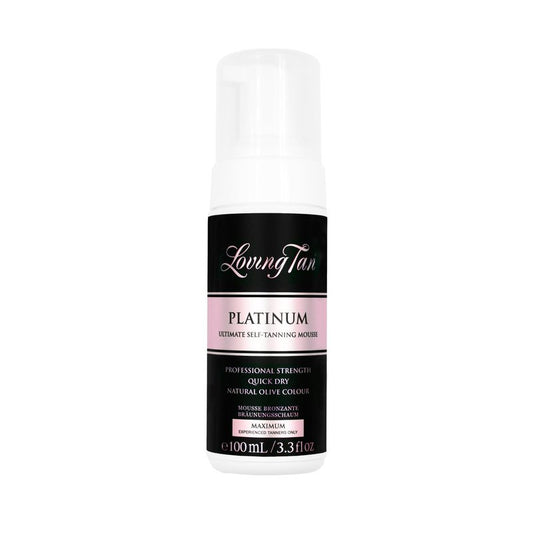 Loving Tan Platinum Self Tanning Mousse, Dark -Streak Free, Natural Looking, Professional Quality Self Tanner -5+ Self Tan Applications per Bottle, Naturally Derived DHA- 3.3 Fl Oz -Packaging May Vary