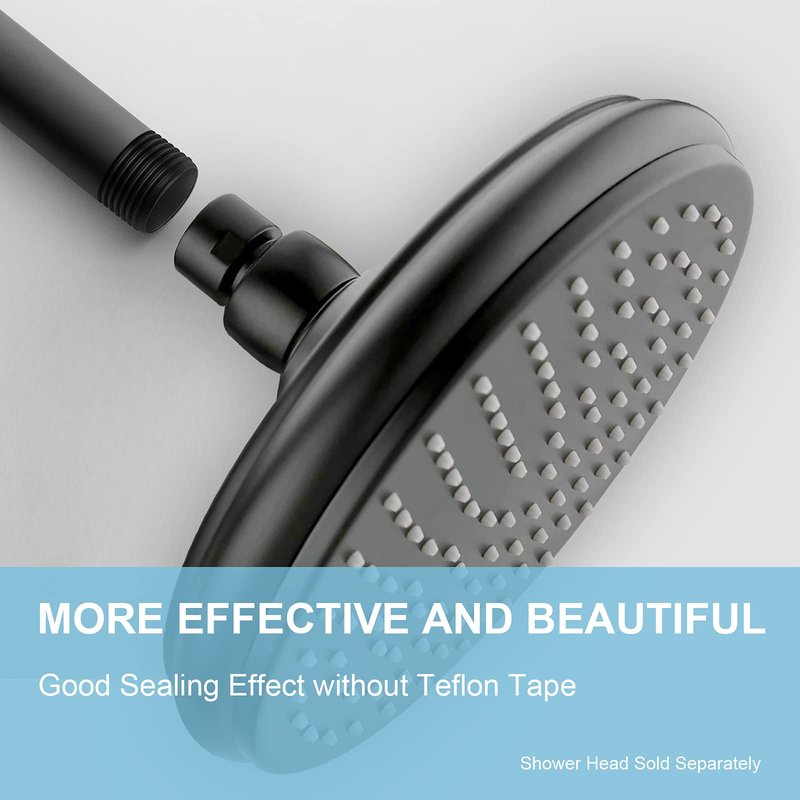 OFFO Shower Arm with Flange, 16 in Ceiling Mount Replacement Rain Shower Head Straight Arm Ceiling-Mounted For Fixed Shower Head & High Pressure Rain, Matte Black