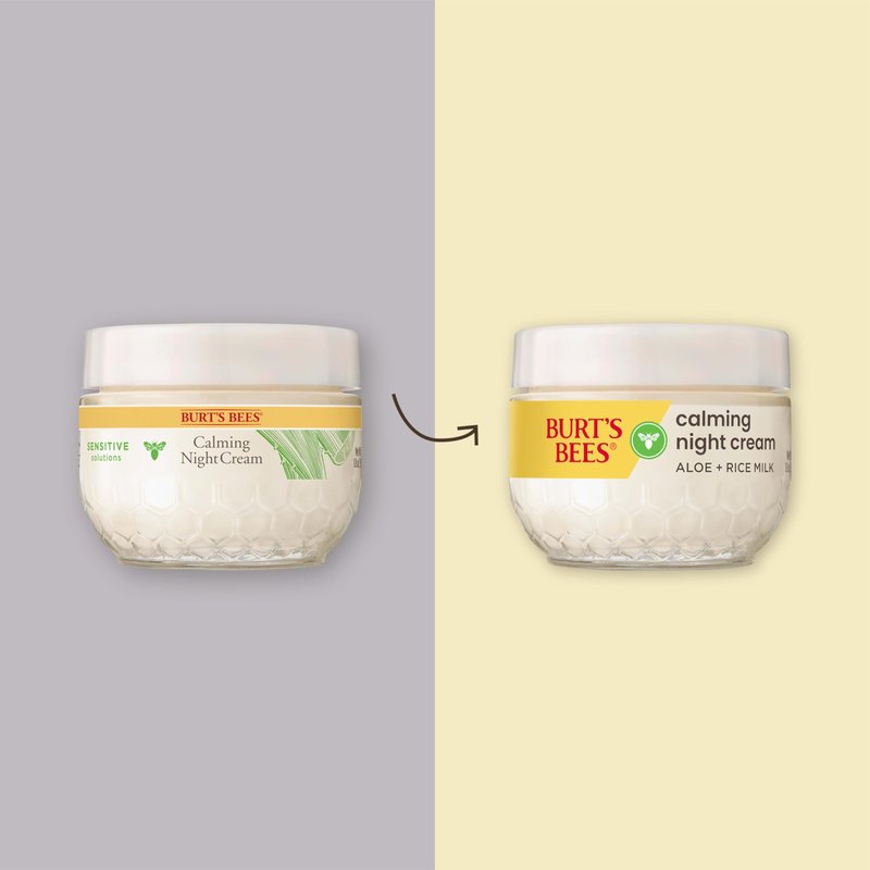Burt's Bees Calming Night Cream With Aloe and Rice Milk, Face Moisturizer For Sensitive Skin Infuses Skin With Moisture While You Sleep, 98.8 Percent Natural Origin Skin Care, 1.8 oz. Tub