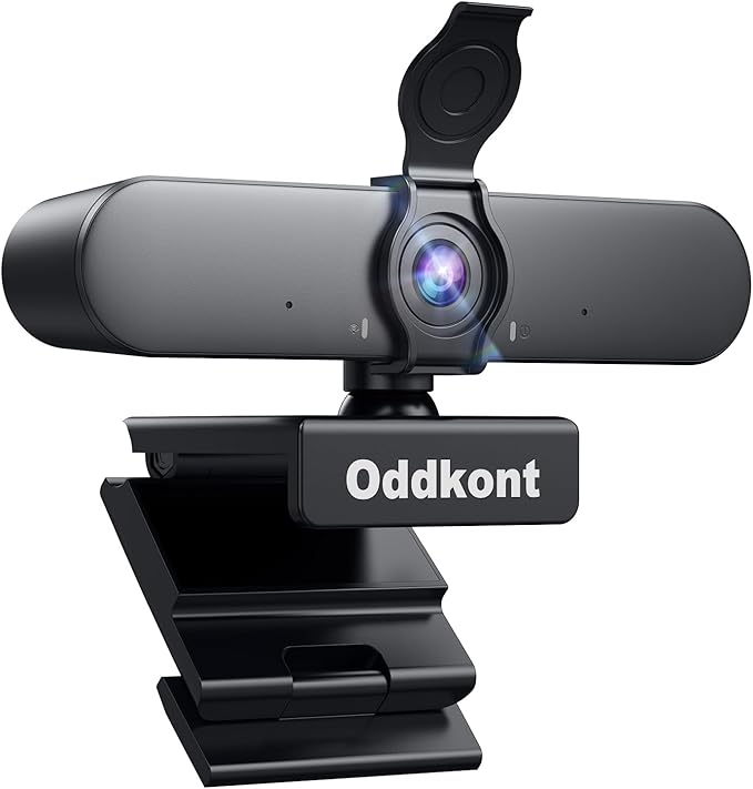 oddkont Full HD 1080P Webcam with Microphone, Auto-Light Balance, Rotatable Design,Privacy Cover, Plug and Play for Zoom, Skype,Web Conferencing - Compatible with Windows, Mac, Laptop, Desktop