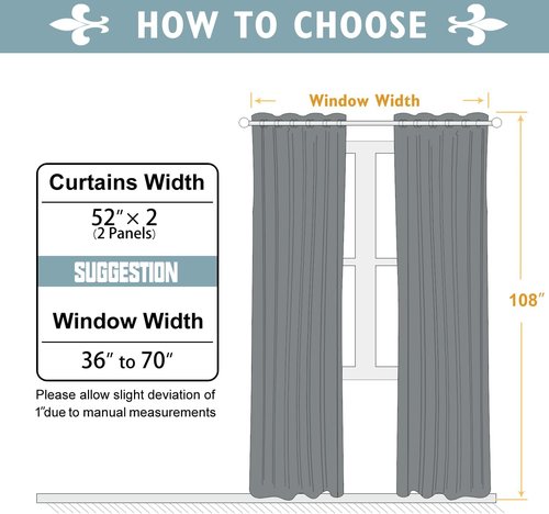 ChrisDowa Blackout Curtains - 108 Inch Long Grommet Thermal Insulated Panels | Brown, 2-Piece Set for Living Room & Bedroom