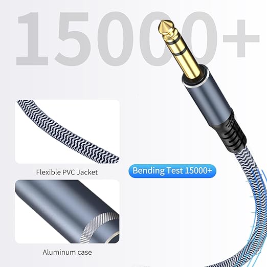 GOSYSONG 1/4 inch Extension Cable 15ft, 1/4" inch Male to Female Stereo Guitar Extension Cable