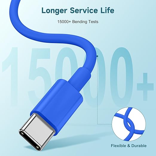 60W USB C to C Cable [3Pack] iPhone 17Air 16e 15 Fast Charging Cable,6ft Long USB-C to USBC Power Cord for iPhone 17/16/15 Pro Plus Pro Max, MacBook Pro Air/IPad/iPad Pro 12.9/11,AirPods 4(Blue)