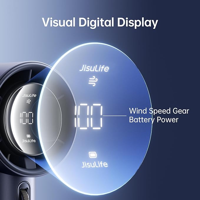 JISULIFE Handheld Fan Pro1 - Next-Gen Airflow: 2–12 Hours Runtime, Pearlescent ABS - Elegant Strength, 1-100 Speed Scroll Wheel, 3600mAh-Portable Fan for Travel, Gifts for Women Men(Stellar Blue)