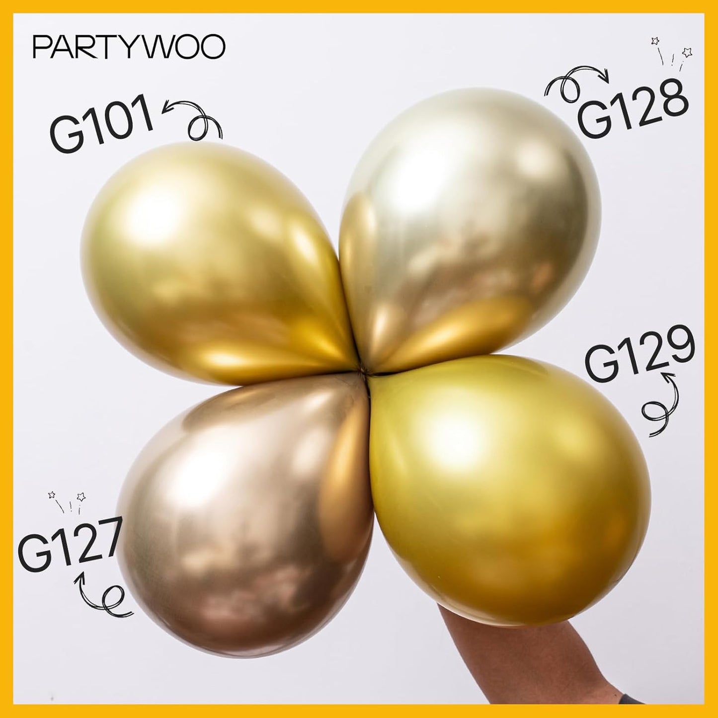 PartyWoo Gold Balloons - 101pcs 12-Inch Latex Helium Balloons for Celebrations & Events