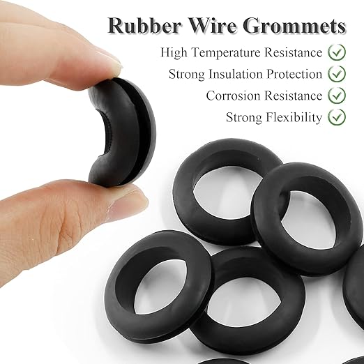 Kyuionty 12 Pcs Rubber Grommets, 1-3/8" Inside Diameter 1-1/2" Drill Hole Rubber Wire Grommets for Wire, Firewall, Cables, Plugs
