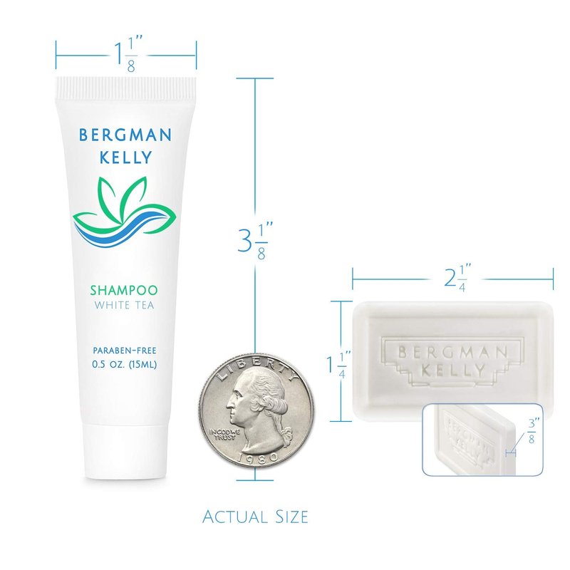 Bergman Kelly Rectangular Hotel Soap Bars | 3-Piece Travel Toiletries Set - White Tea, 0.5 oz Each