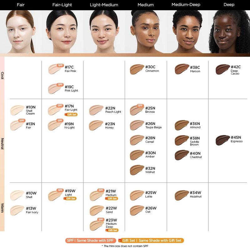 JUNG SAEM MOOL Essential Skin Nuder Cushion | Natural Finish, Buildable Coverage Cushion Foundation by Korean Makeup Artist (Refill Not Included, 0.49 Fl Oz), 21W Medium