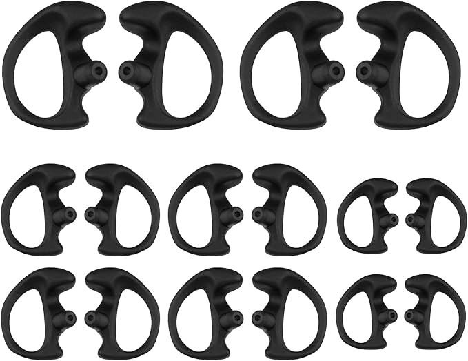 POFENAL Silicone Replacement Earmold for Motorola/Baofeng/Retavis Radios - Police Walkie Talkie & Law Enforcement Soft Earpiece Inserts (8 Pair, Black - 2L/4M/2S)