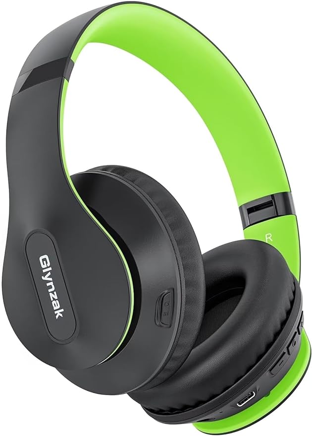 Glynzak Wireless Bluetooth Headphones Over Ear 65H Playtime HiFi Stereo Headset with Microphone and 6EQ Modes Foldable Bluetooth V6.0 Headphones for Travel Smartphone Computer Laptop