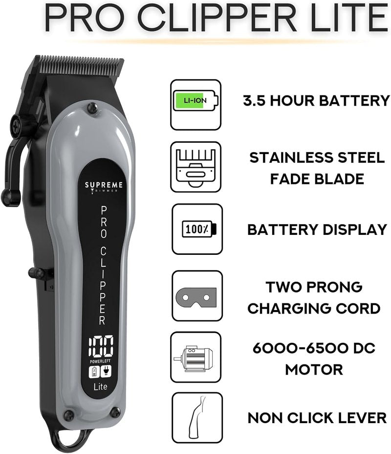 Professional Hair Clipper Set - Supreme Trimmer Pro | 210 Min Run Time, Fade Blade, Comb & Scissors Included