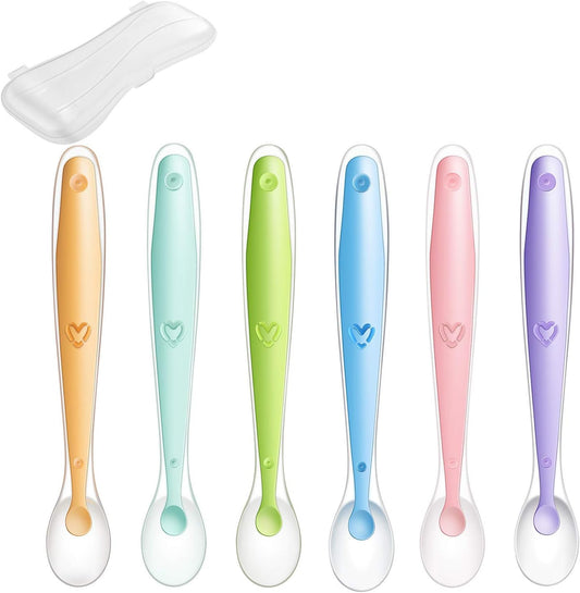PandaEar Baby Silicone Soft Spoons - Gum-Friendly Training Feeding Set for Infants | BPA Free 6 Pack
