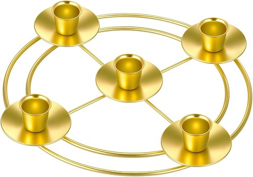 Jingmore Christmas Advent Candle Holder - Rustic Metal Wreath Ring for Pillar Candles | Round Design