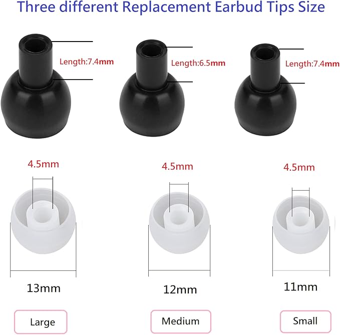 CYADCI 36 Pieces Small Earbud Tips Soft and Comfortable Ear Bud Replacement Pieces Silicone Fit Most in-Ear Headphones，Inner Hole 3.8mm -5.5mm，Small Clear White Replacement Eartips