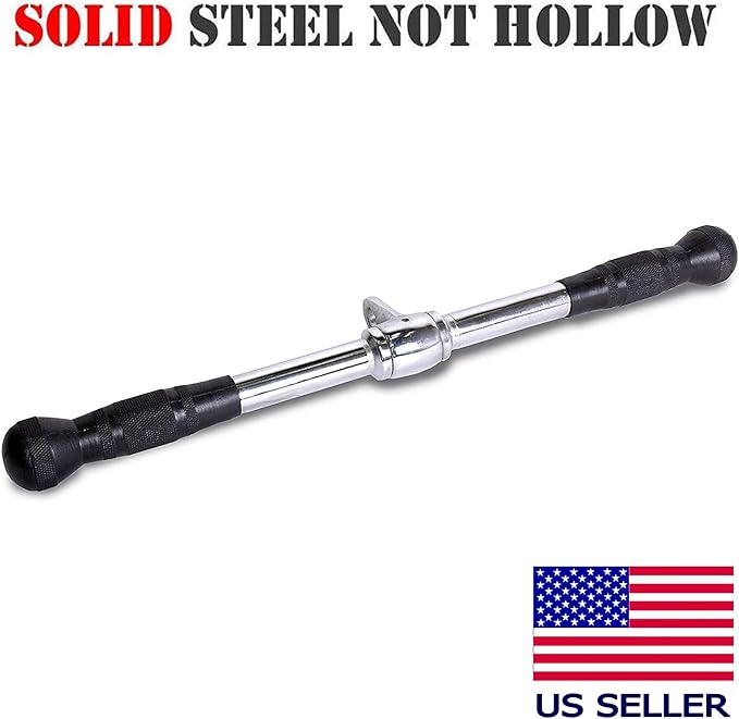 FITNESS MANIAC USA 4-Piece set Home Gym Cable Attachment Handle Machine Exercise Chrome PressDown Strength Training Home Gym Attachments