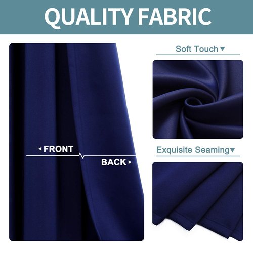 ChrisDowa Small Window Curtains for Kitchen and Bedroom - Grommet Short Thermal Insulated Room Darkening Curtains (2 Panels, Navy Blue, 42 x 36 Inch)