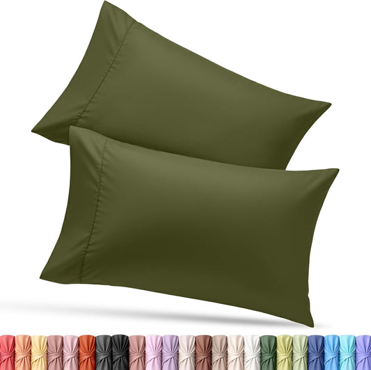 Utopia Bedding Queen Pillow Cases - Soft Brushed Microfiber - 2 Pack, Olive | 20 x 30 Inches