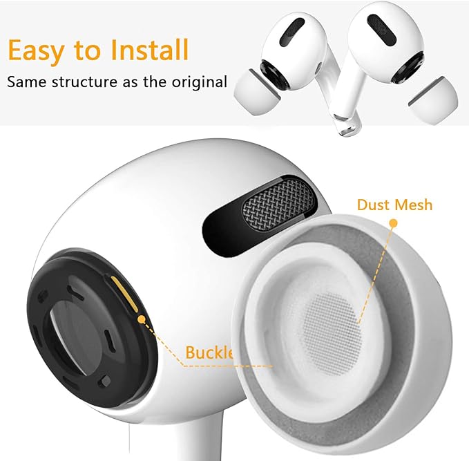 KASOTT Memory Foam Earbud Tips (Grey, 1Count (Pack of 1))