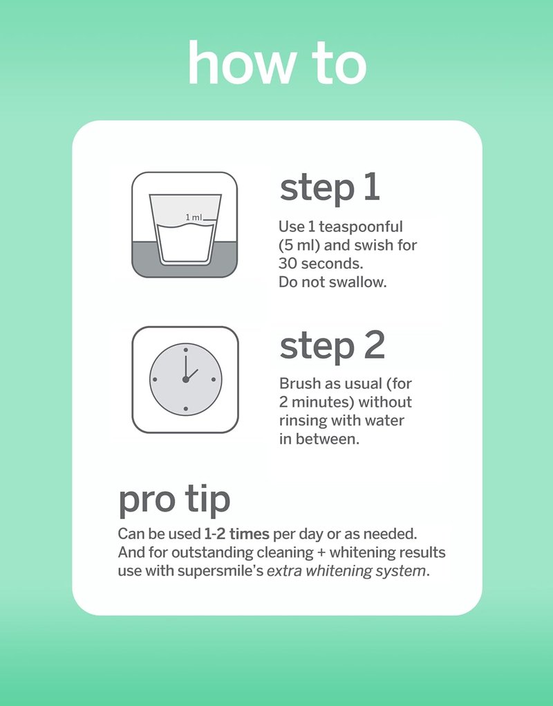 Supersmile Extra Whitening Mouthwash - Pre-Brush Rinse with Hydrogen Peroxide | 16 oz, Enamel Safe, Triple Mint Fresh Breath