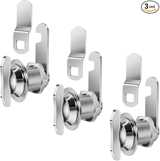 Sissinda Thumb Operated Offset Cam Lock, 5/8" Cylinder Fits on 3/8" Max Door Thickness, Non-Locking Cam Lock for RV Compartment Storage Door, Cabinets, Drawers (5/8 Inch 3Pack)
