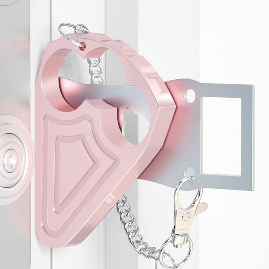 Portable Door Lock for Hotel Door Safety- Metal Hotel Door Locks for Travelers Security-Travel Door Lock Latches & Bolts for Additional Safety Prevent Unauthorized Entry,Pink