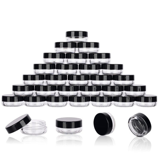 3 Gram Sample Containers with Lids, 200 Count Tiny Sample Jars, Empty Lip Balm Containers, Mini Cosmetic Container with Lids, Makeup Travel Container with Labels, Mini Disposable Spatulas